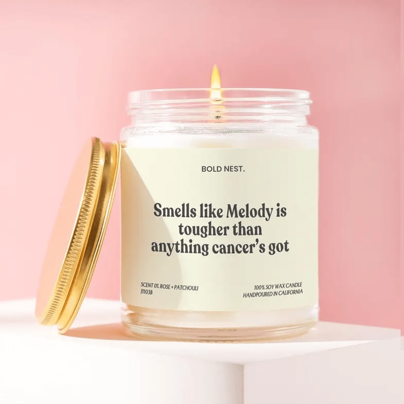 Cancer Support Candle Gift Strength Encouragement Candle Personalized Name Candle Inspirational Gif 0