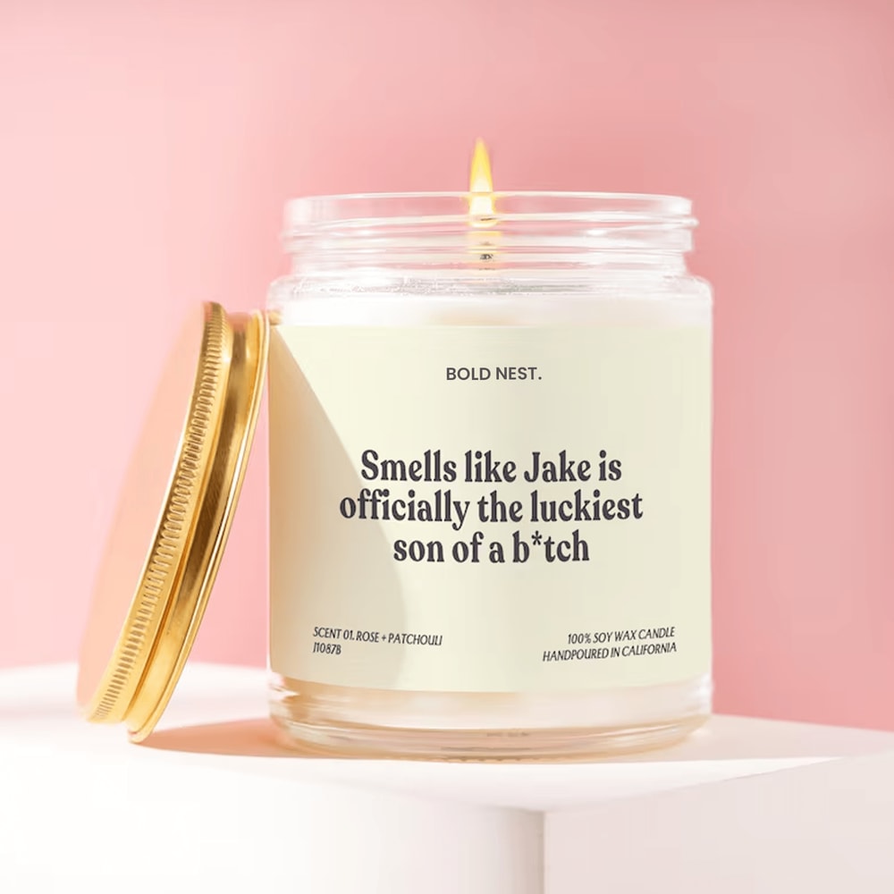 Funny Lucky Boyfriend Candle Gift Personalized Name Sarcastic Humor Candle For Him Adult Joke Gift 0