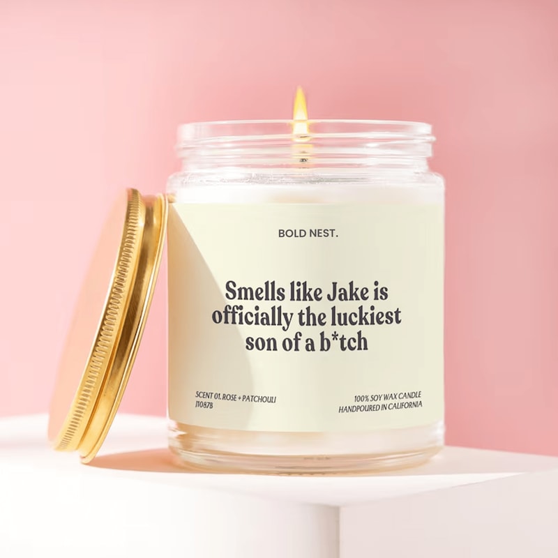 Funny Lucky Boyfriend Candle Gift Personalized Name Sarcastic Humor Candle For Him Adult Joke Gift 0