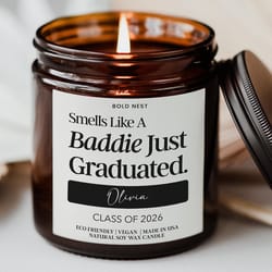 funny baddie graduation candle – custom class of 2026 grad gift for high school & college graduate