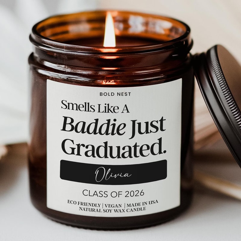 Funny Baddie Graduation Candle Custom Class Of 2026 Grad Gift For High School College Graduate 0