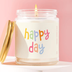 happy day candle gift colorful aesthetic soy candle positive vibes gift cute minimal candle home decor