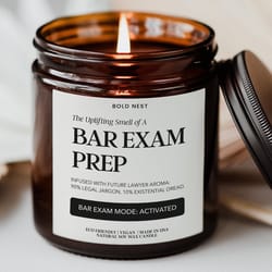 funny bar exam prep candle – custom law graduate gift for future lawyer & bar prep motivation