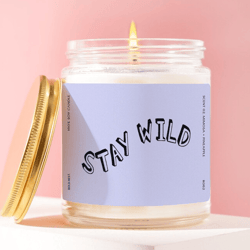 stay wild candle gift aesthetic soy candle minimal typography decor motivational gift cute home decor candle