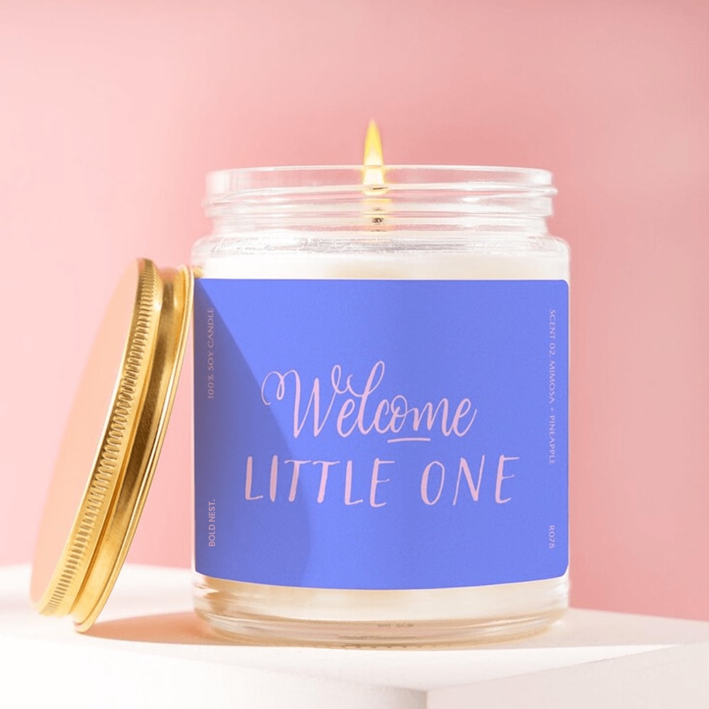 Welcome Little One Candle Gift Baby Shower Candle New Baby Gift Cute Nursery Decor Personalized Can 0