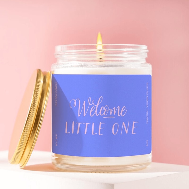 Welcome Little One Candle Gift Baby Shower Candle New Baby Gift Cute Nursery Decor Personalized Can 0
