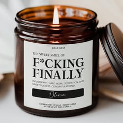 funny graduation candle – custom college grad gift for class of 2026 | nursing, phd, masters, doctorate, law celebratio