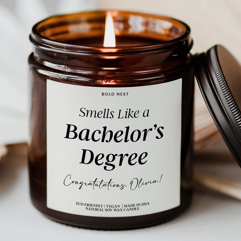 Personalized Bachelors Degree Graduation Candle Funny College Grad Gift For Daughter Class Of 2026 0