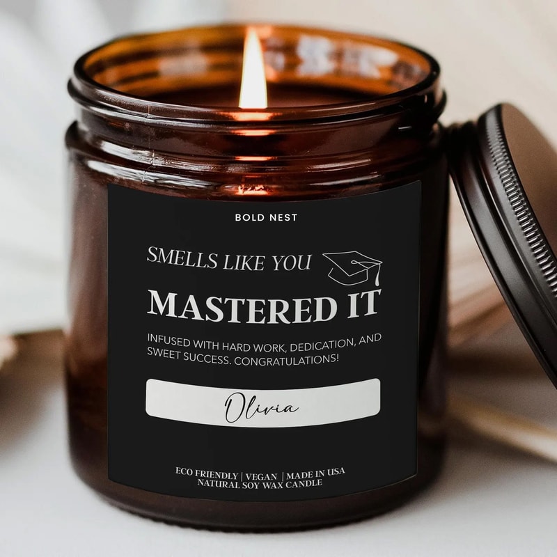 Funny Masters Degree Graduation Candle Custom Congrats Gift For MBA PhD College Graduate Son Or D 0