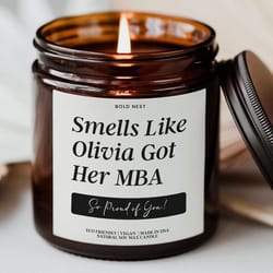 custom mba graduation candle – funny personalized masters degree gift for business school graduate, class of 2026 keeps