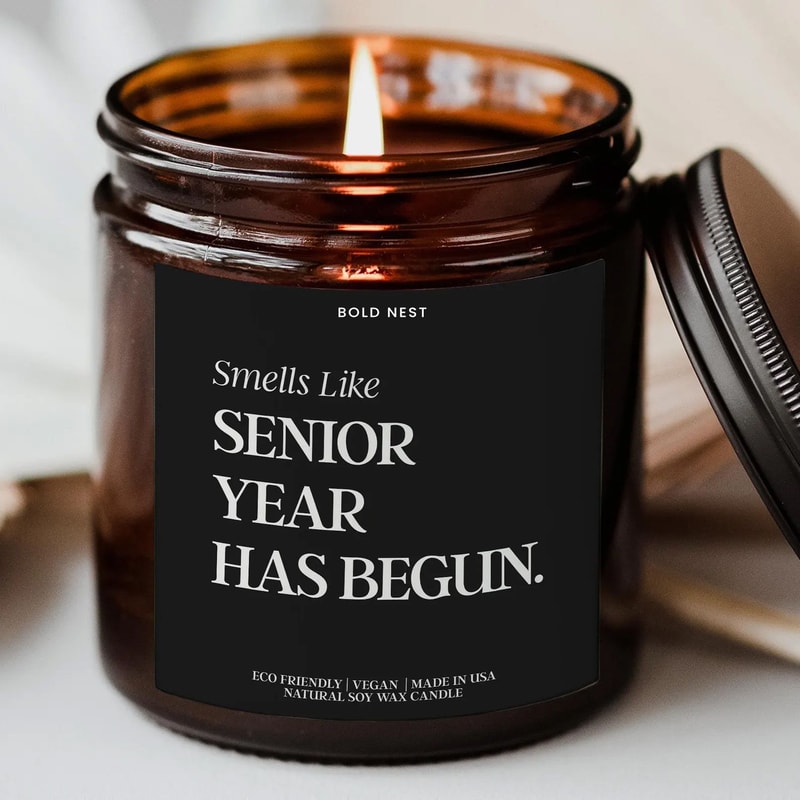 Smells Like Senior Year Candle Funny Good Luck Graduation Gift For Son Daughter Teen Senior Keeps 0