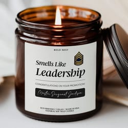 custom military promotion candle – funny personalized armed forces gift for army, navy, air force, marines & space force