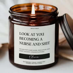 custom future nurse candle – funny nursing school graduation gift for new nurse, becoming a nurse keepsake candle