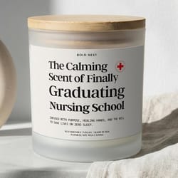 funny nursing school graduation candle – custom surviving rn gift for new nurse, personalized nursing grad keepsake ca