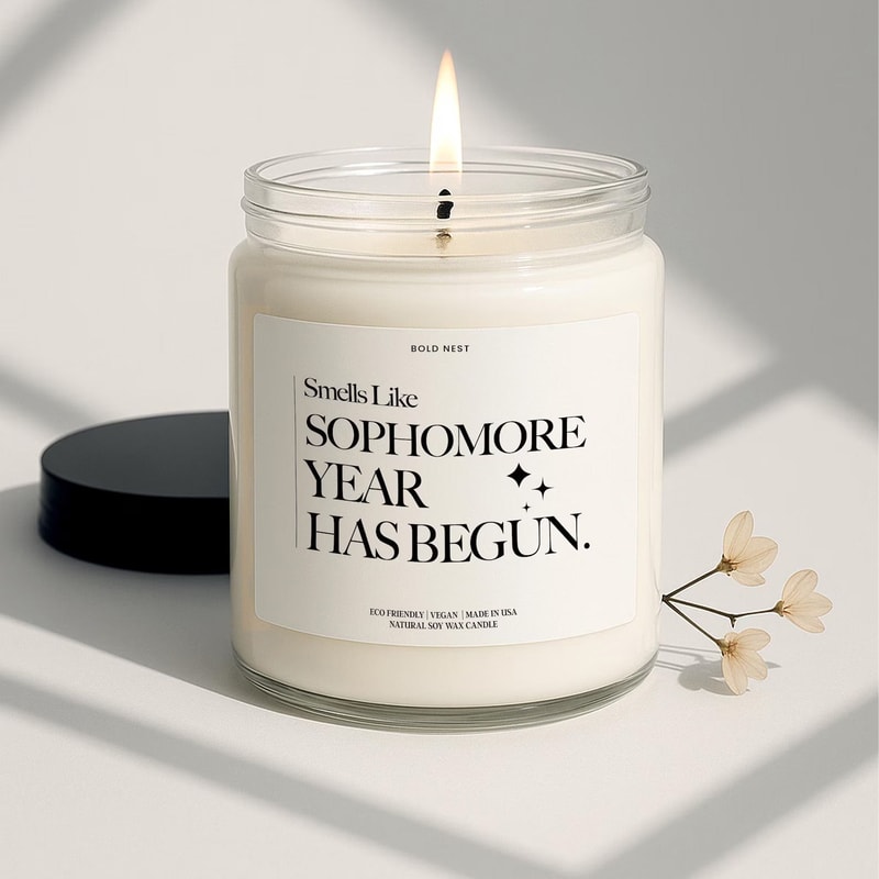 Smells Like Sophomore Year Candle Funny Good Luck Gift For Teen High School Student Back To Schoo 0