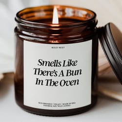 bun in the oven candle – funny pregnancy announcement gift, baby reveal & baby shower keepsake for new parents