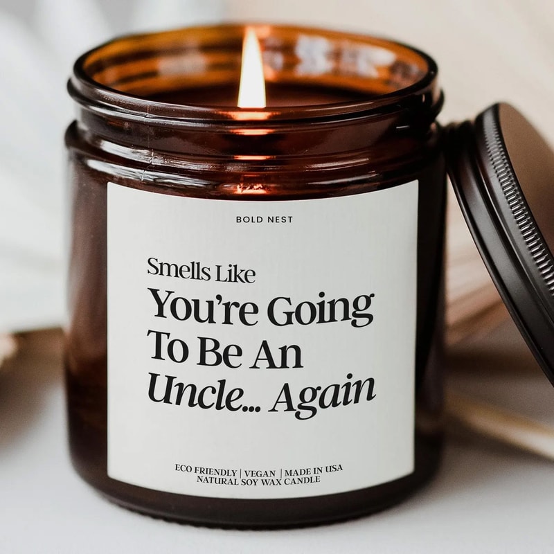 Uncle Pregnancy Announcement Candle Personalized Baby Reveal Gift Going To Be Uncle Custom Baby Ann 0