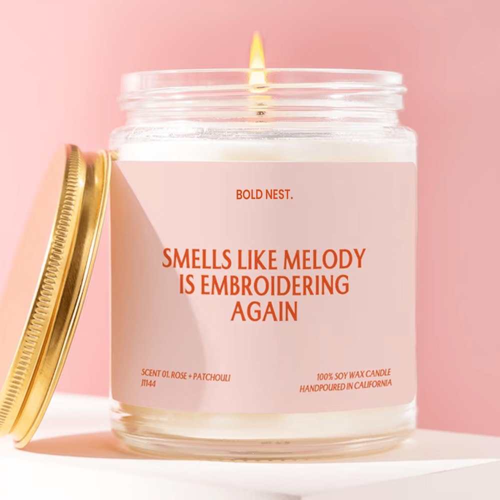 Embroidery Candle Funny Gift For Embroiderer Sewing Lover Gift Craft Lover Candle Personalized Hobb 0