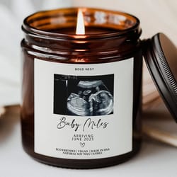 personalized pregnancy announcement candle ultrasound baby reveal keepsake gift