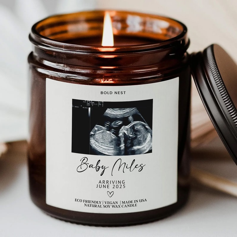 Personalized Pregnancy Announcement Candle Ultrasound Baby Reveal Keepsake Gift 0