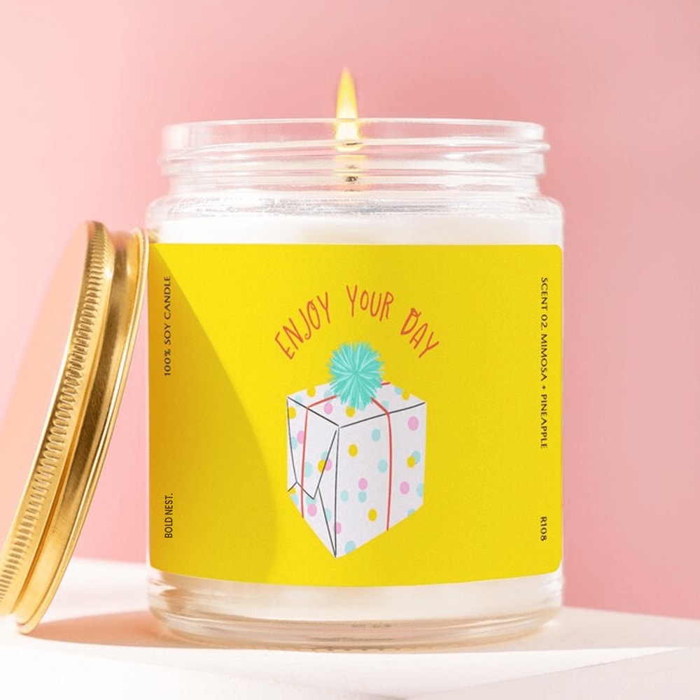 Enjoy Your Day Candle Cute Gift Happy Vibe Candle Positive Quote Gift Birthday Gift For Friend Chee 0
