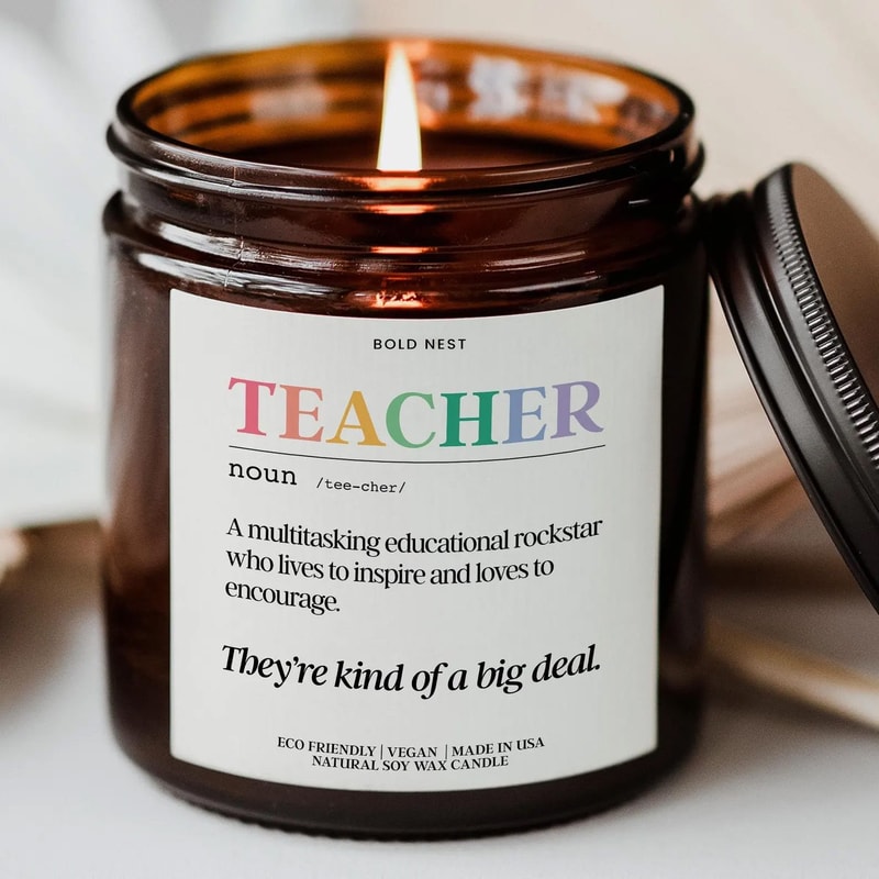 Custom Teacher Appreciation Candle Personalized Name Definition Thank You Gift 0