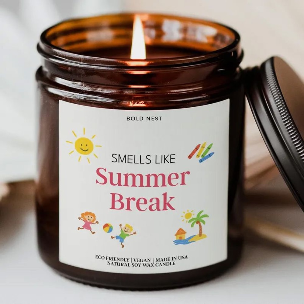 Smells Like Summer Break Teacher Appreciation Candle Funny End Of Year Gift 0