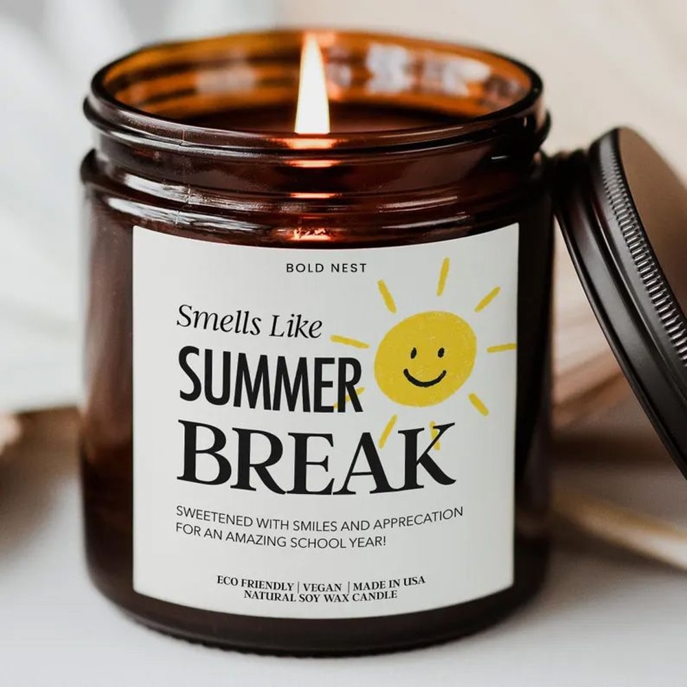 Smells Like Summer Break Teacher Appreciation Candle Funny End Of Year Giftt 0