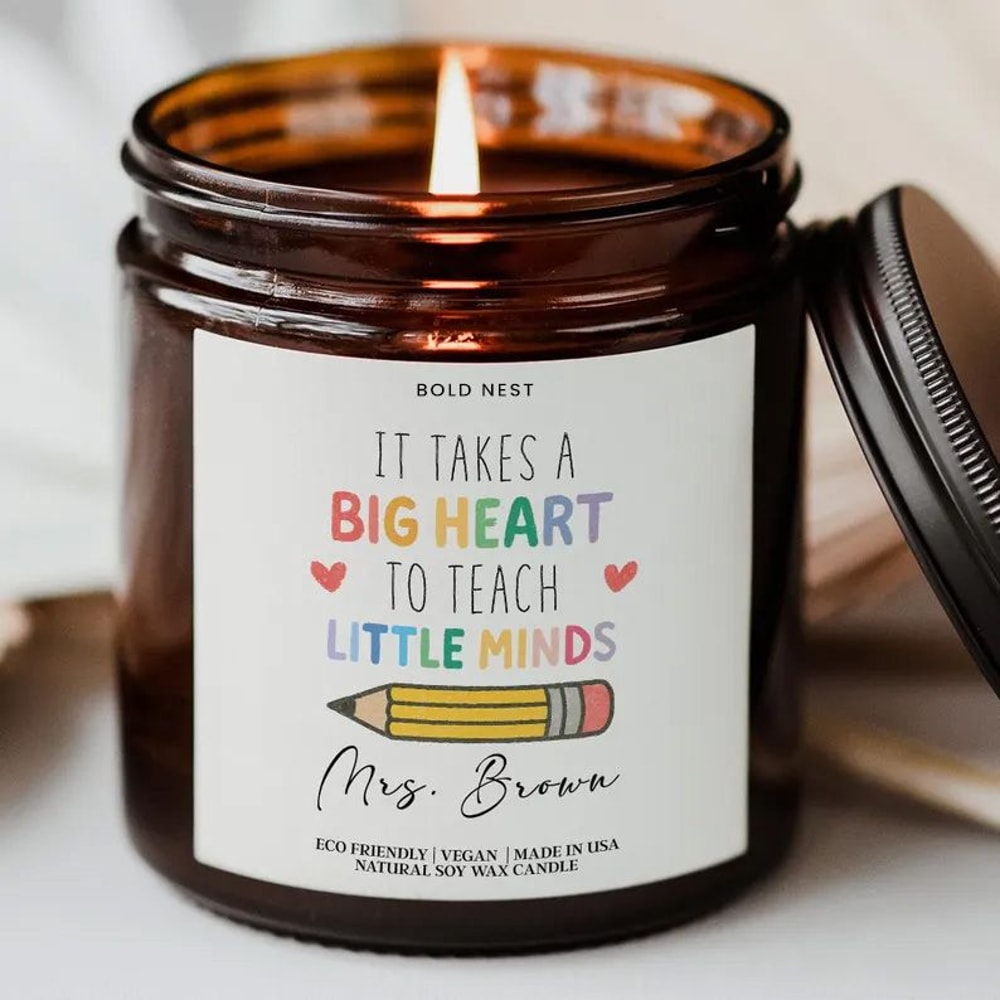 Custom Teacher Appreciation Candle Personalized Summer Break Thank You Gift 0