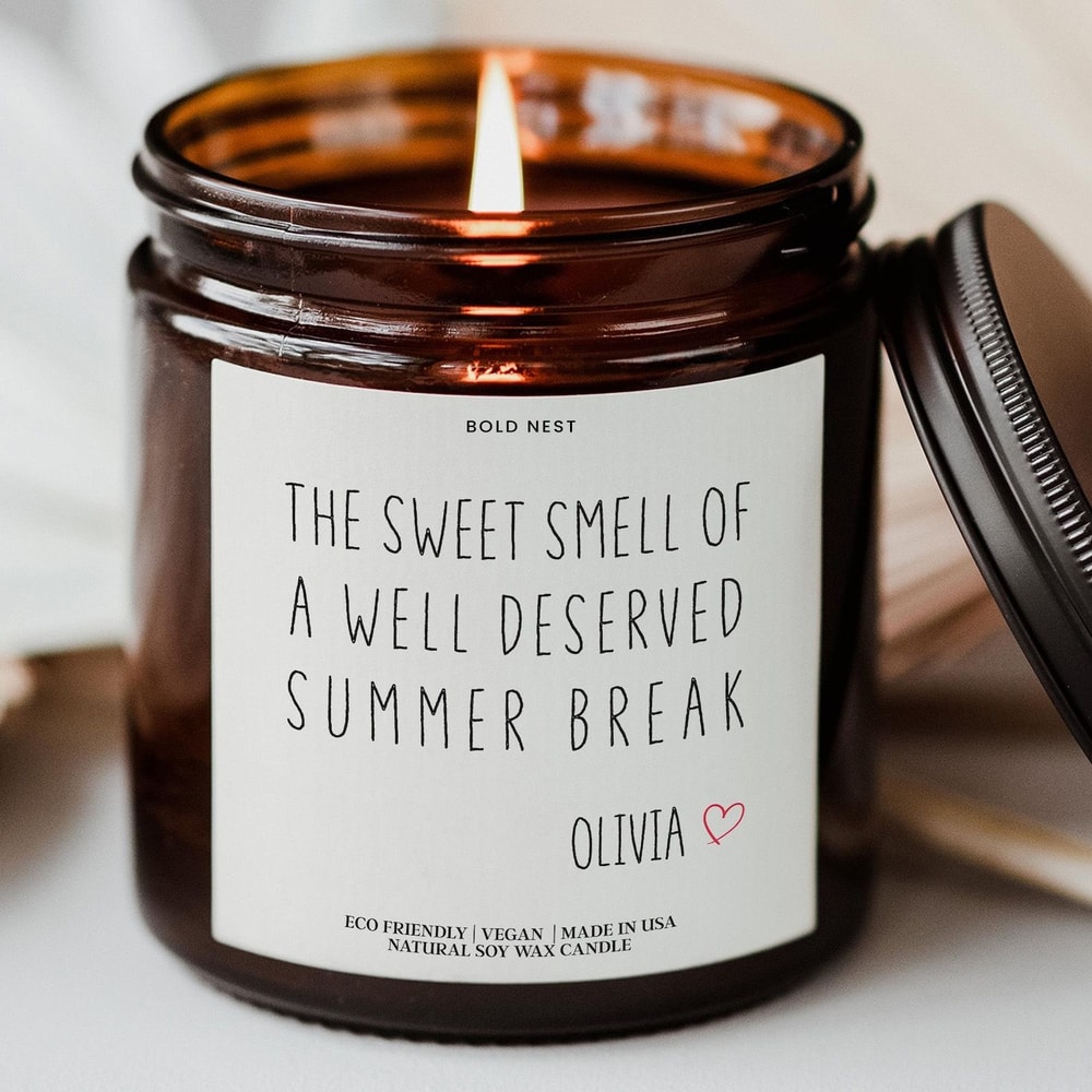 Custom Teacher Appreciation Candle Personalized Summer Break Thank You Gift For Teachers 0