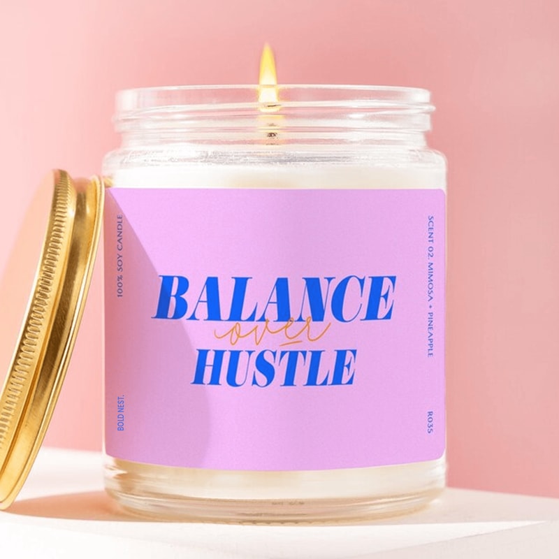 Balance Over Hustle Candle Motivational Gift Work Life Balance Candle Entrepreneur Gift Boss Babe D 0