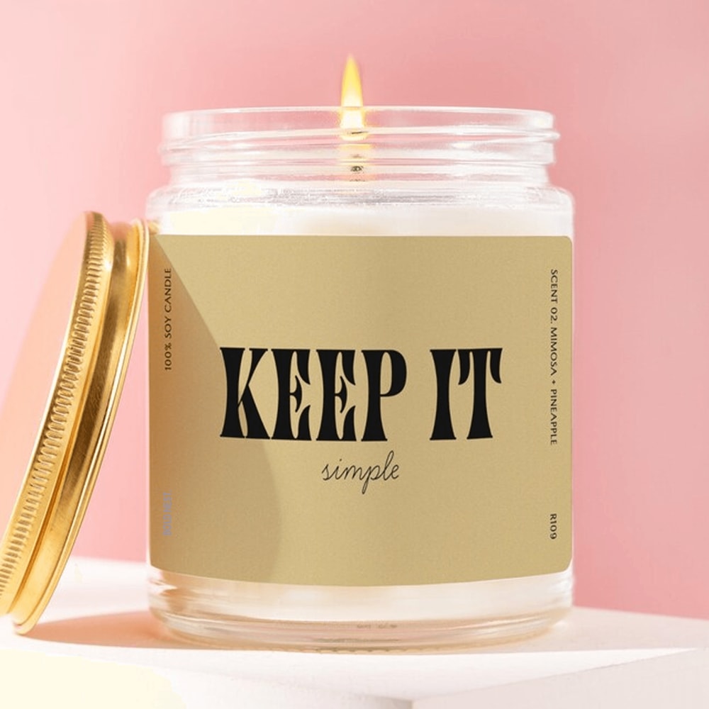 Minimalist Candle Keep It Simple Aesthetic Home Decor Candle Neutral Decor Gift Modern Quote Candle 0