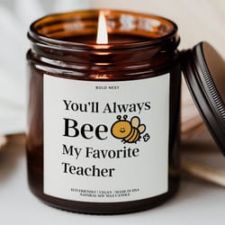 custom teacher gift candle from student, teacher appreciation thank you mentor gift, end of year personalized teacher
