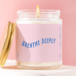 breathe deeply candle anxiety relief gift self care candle mindfulness gift calming decor stress relief candle wellness