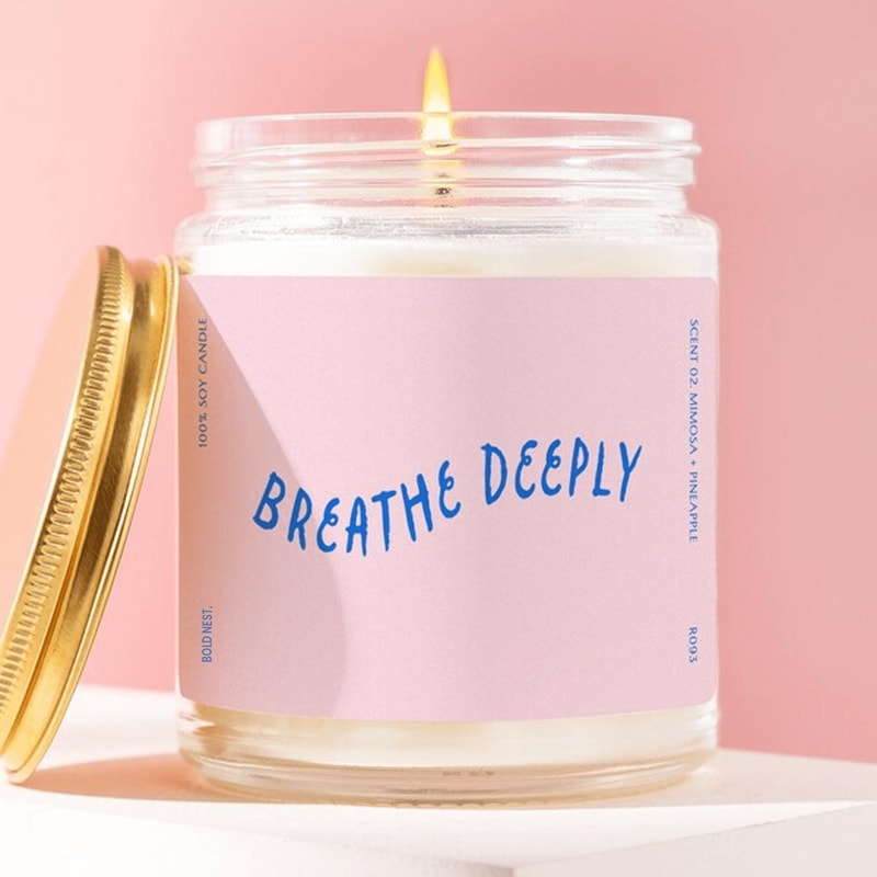 Breathe Deeply Candle Anxiety Relief Gift Self Care Candle Mindfulness Gift Calming Decor Stress Re 0