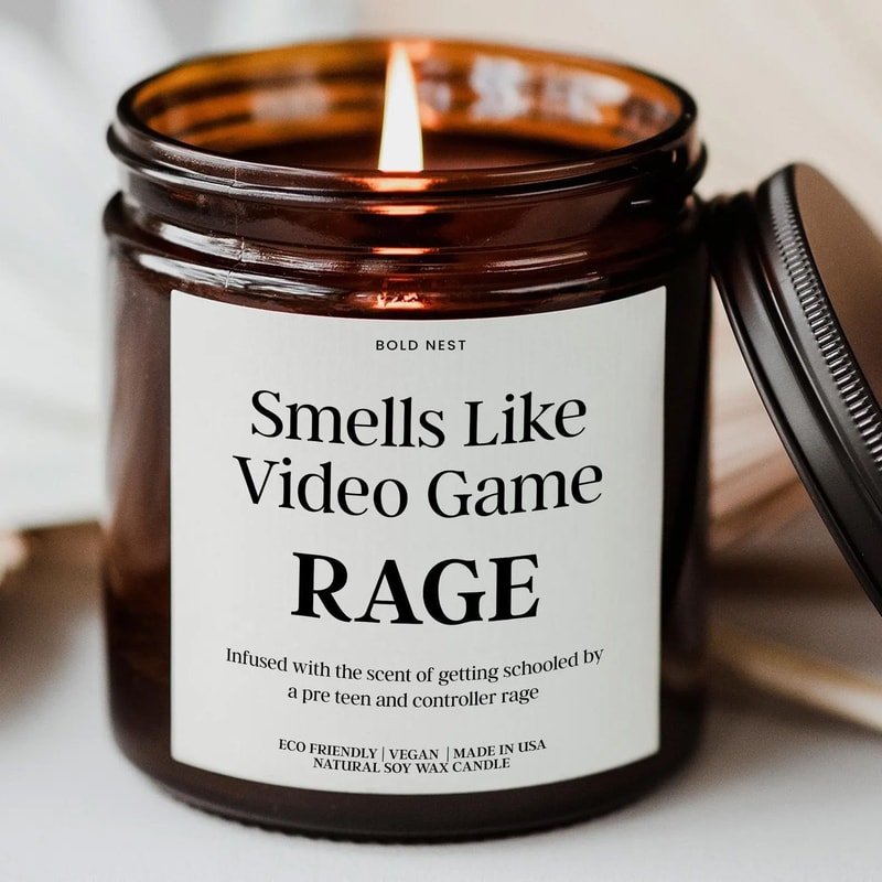 Video Game Rage Candle Funny Gamer Gift For Him Nerdy Gaming Boyfriend Christmas Birthday Candle 0