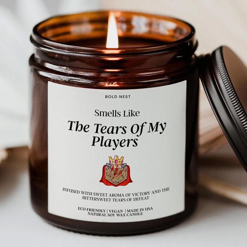 DnD Player Gift Candle Nerdy Dungeon Master Candle Smells Like His Raiding Again Funny Gamer Gift 0