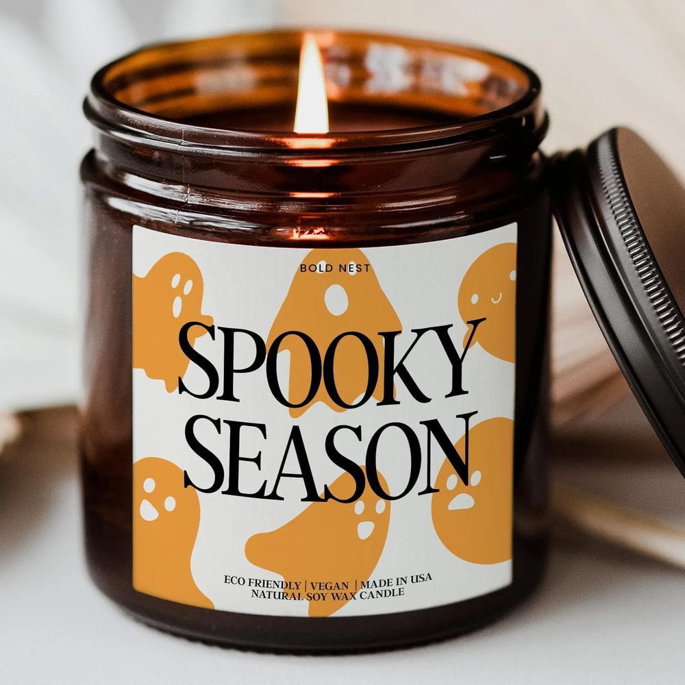 Spooky Season Candle Boo Basket Stuffer Halloween Gift For Her Personalized Fall Home Decor Candle 0