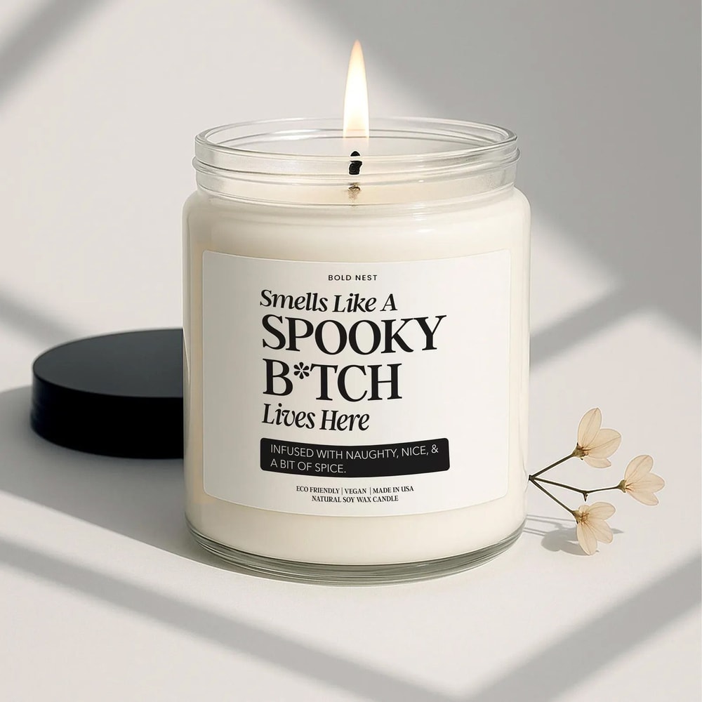 Spooky B Tch Candle Boo Basket Stuffer Funny Halloween Candle Gift For Best Friend Personalized Fal 0