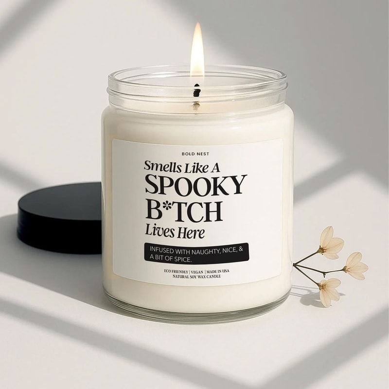 Spooky B Tch Candle Boo Basket Stuffer Funny Halloween Candle Gift For Best Friend Personalized Fal 0