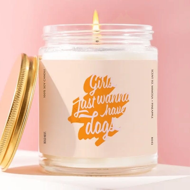Girls Just Wanna Have Dogs Candle Dog Lover Gift Funny Dog Mom Candle Pet Lover Gift Cute Dog Quote 0
