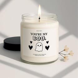 youre my boo candle, funny halloween boo basket stuffer gift for best friend, personalized fall spooky season home