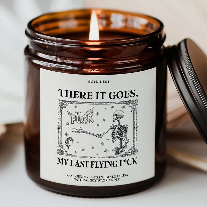 My Last Flying F Ck Candle Funny Skeleton Swear Word Halloween Candle Sarcastic Gift For Her Candle 0