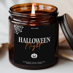 halloween scary movie night candle, boo basket stuffer gift for best friend, personalized spooky season home decor