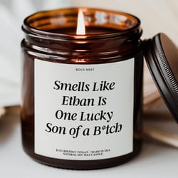 personalized engagement candle, funny just engaged gift for couples, custom engagement & bachelorette party candle