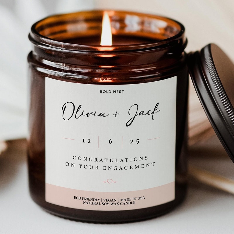 Personalized Engagement Candle Gift Box Just Engaged Custom Engagement Candle For Couples Romantic 0