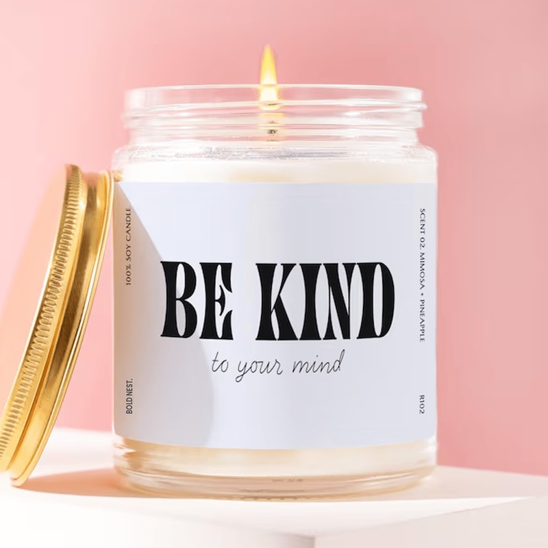 Be Kind To Your Mind Candle Mental Health Gift Self Care Gift Minimalist Candle Anxiety Gift Therap 0