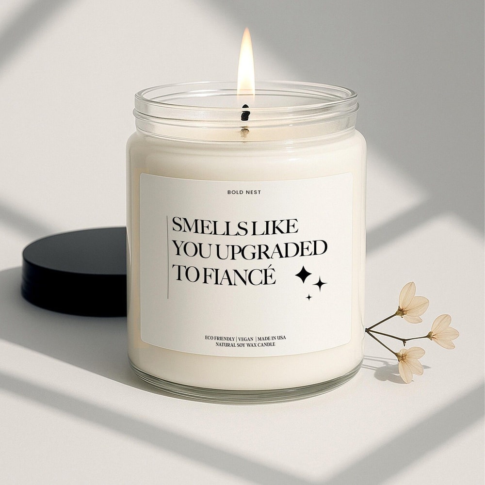 Personalized Engagement Candle Custom Engagement Gift For Couple Bridal Shower Bachelorette Party 0