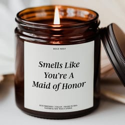 smells like engagement candle, funny personalized bridesmaid proposal candle, custom bride tribe hen party & bridal sh