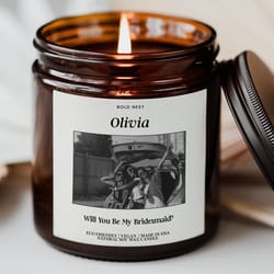 personalized bridesmaid proposal candle, custom bridal party gift box candle, maid of honor & bride tribe wedding keepsa